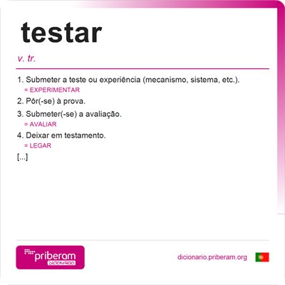 Palavra do dia: testar