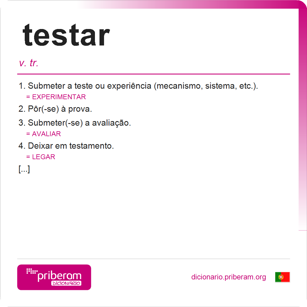Palavra do dia: testar